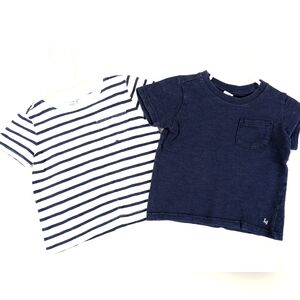 Janie & Jack Navy & White w/Stripes T-shirts ~ 12/18 mo